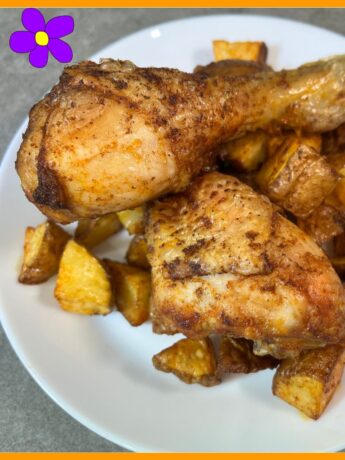 Pollo alla paprika e patate in friggitrice ad aria
